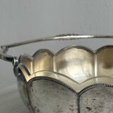 Plat ancien en verre et métal argenté