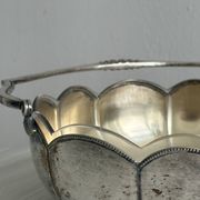 Plat ancien en verre et métal argenté