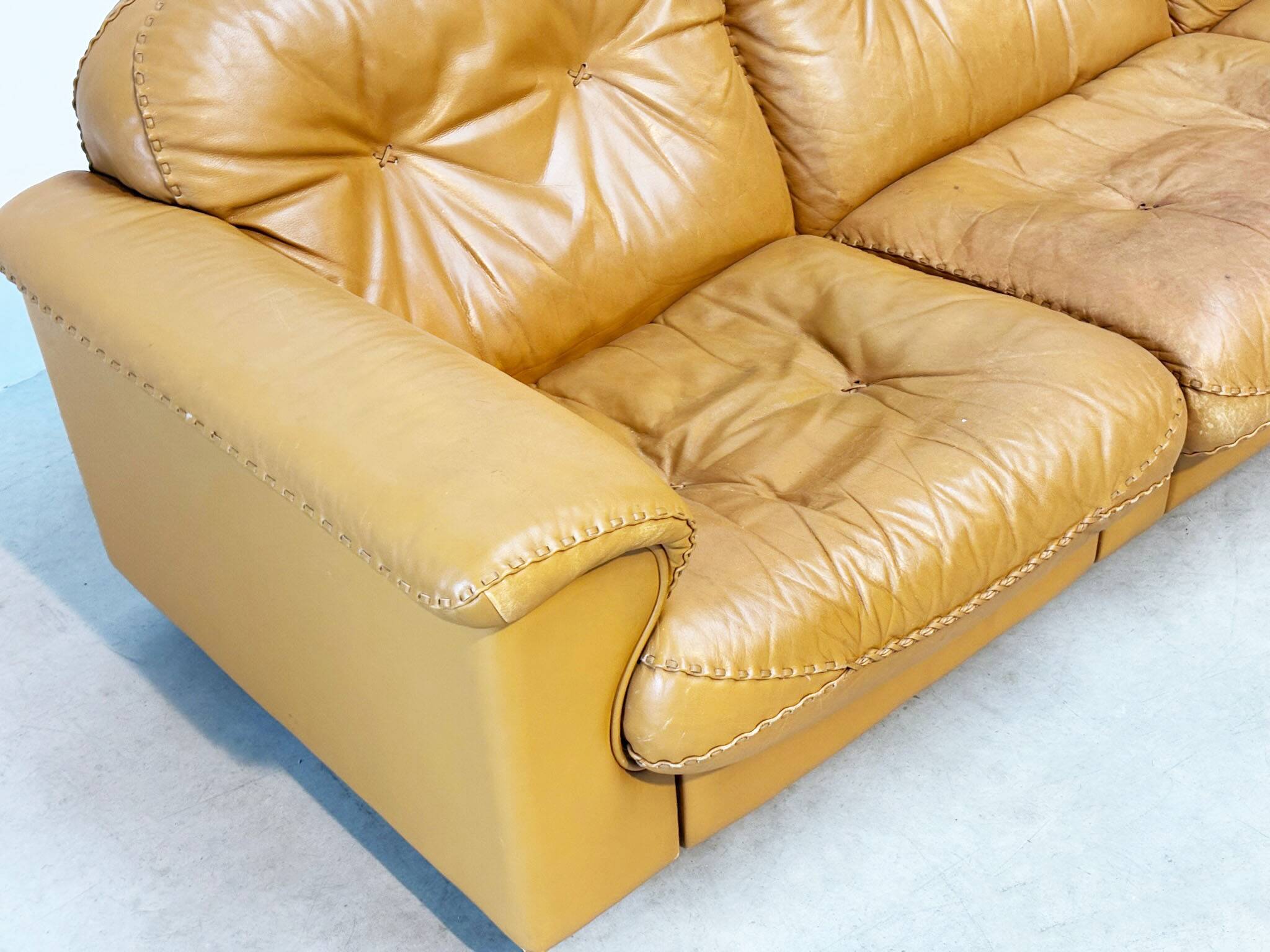 De Sede DS101 three-seater in cognac leather.