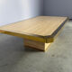 Vintage travertine and brass coffee table, 1970s