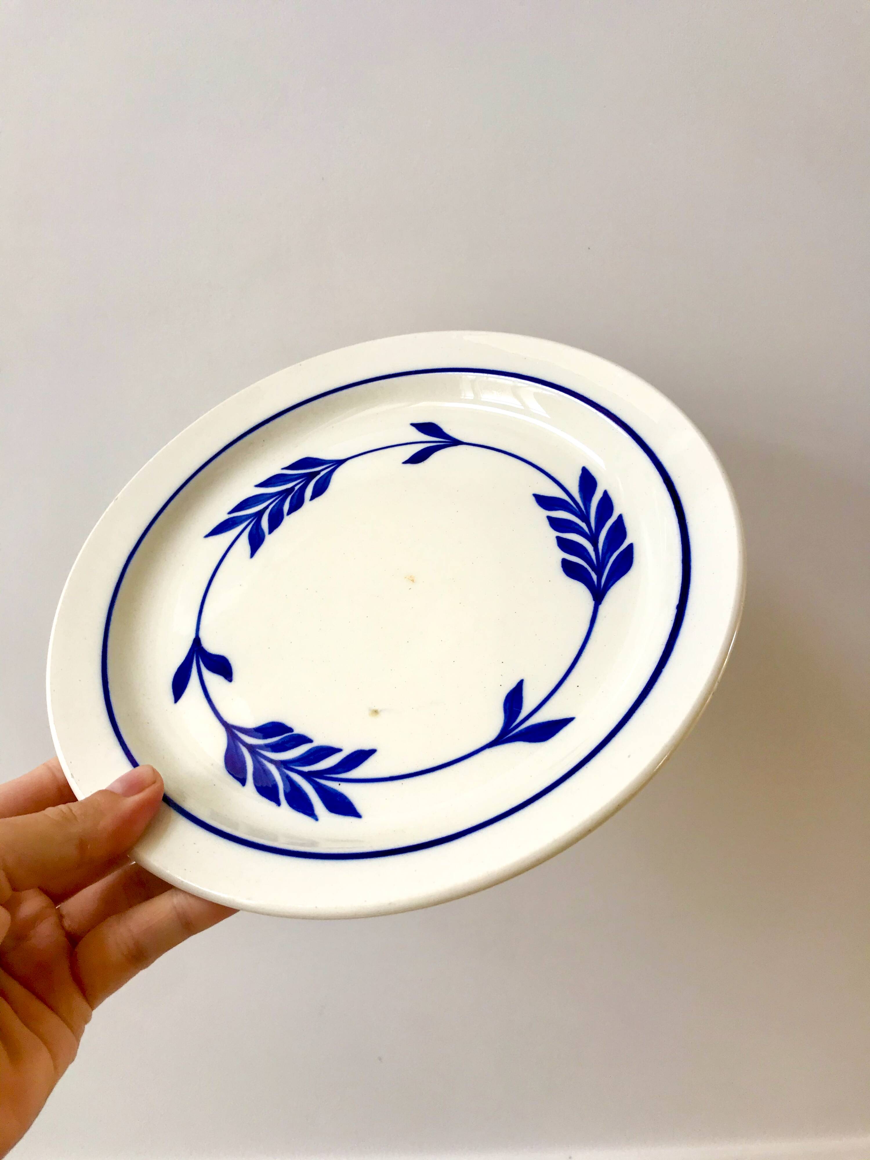 set of 5 dessert plates in Terre de Fer Salins model Jenny early 20th century