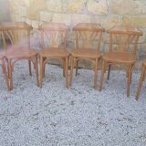 6 wooden bistro chairs