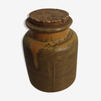 Vintage stoneware pot with cork stopper