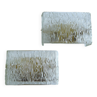 Pair of Vintage Kalmar Brutalist Glass Wall Lights