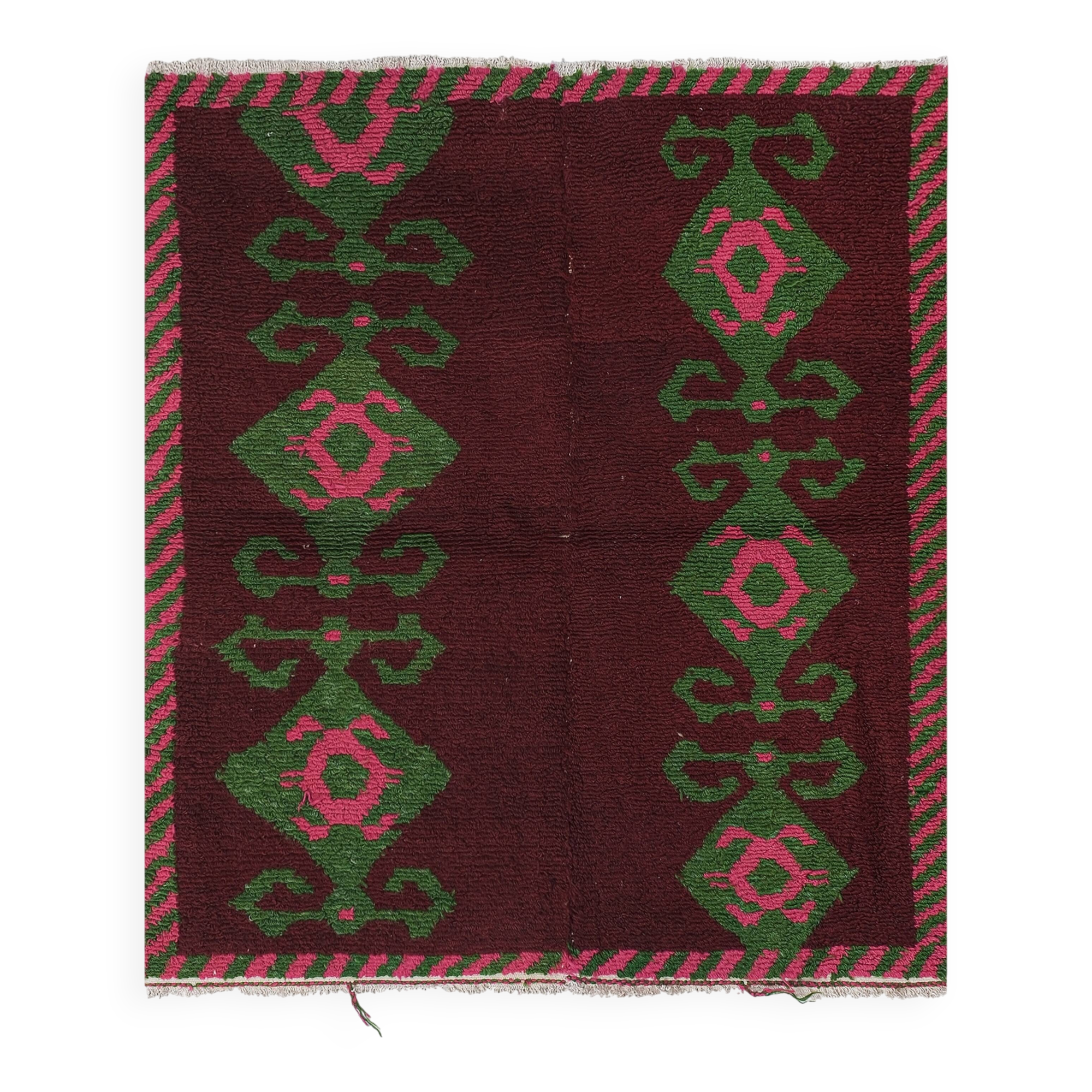 Tapis vintage turc de oushak tissé à la main 128x141 cm