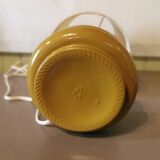 Round vintage khaki painted metal lamp