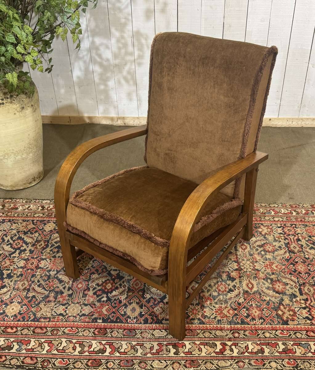 1930s English bridge chair in beech.