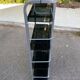 Vintage shelf in chrome metal and smoked glass 143cm