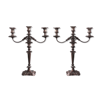 Pair of candlesticks 1900 silver metal