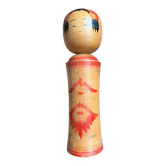 Ancient signed Japanese Kokeshi – painted wood – Tōhoku – mid 20th century