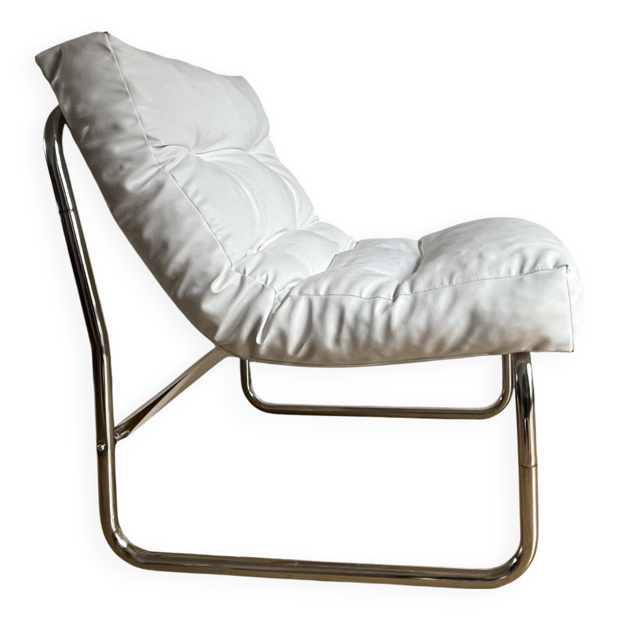 White faux leather armchair by Christian Koban for DOM edition