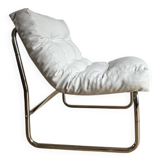 White faux leather armchair by Christian Koban for DOM edition