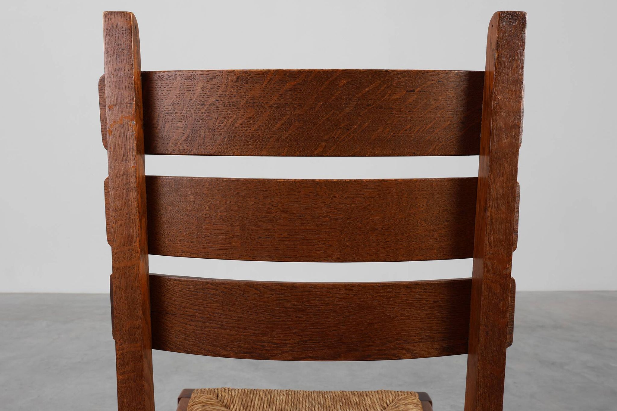Mid-Century Brutalist Oak and Wicker Chair, Belgium, 1960