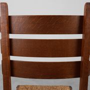 Mid-Century Brutalist Oak and Wicker Chair, Belgium, 1960