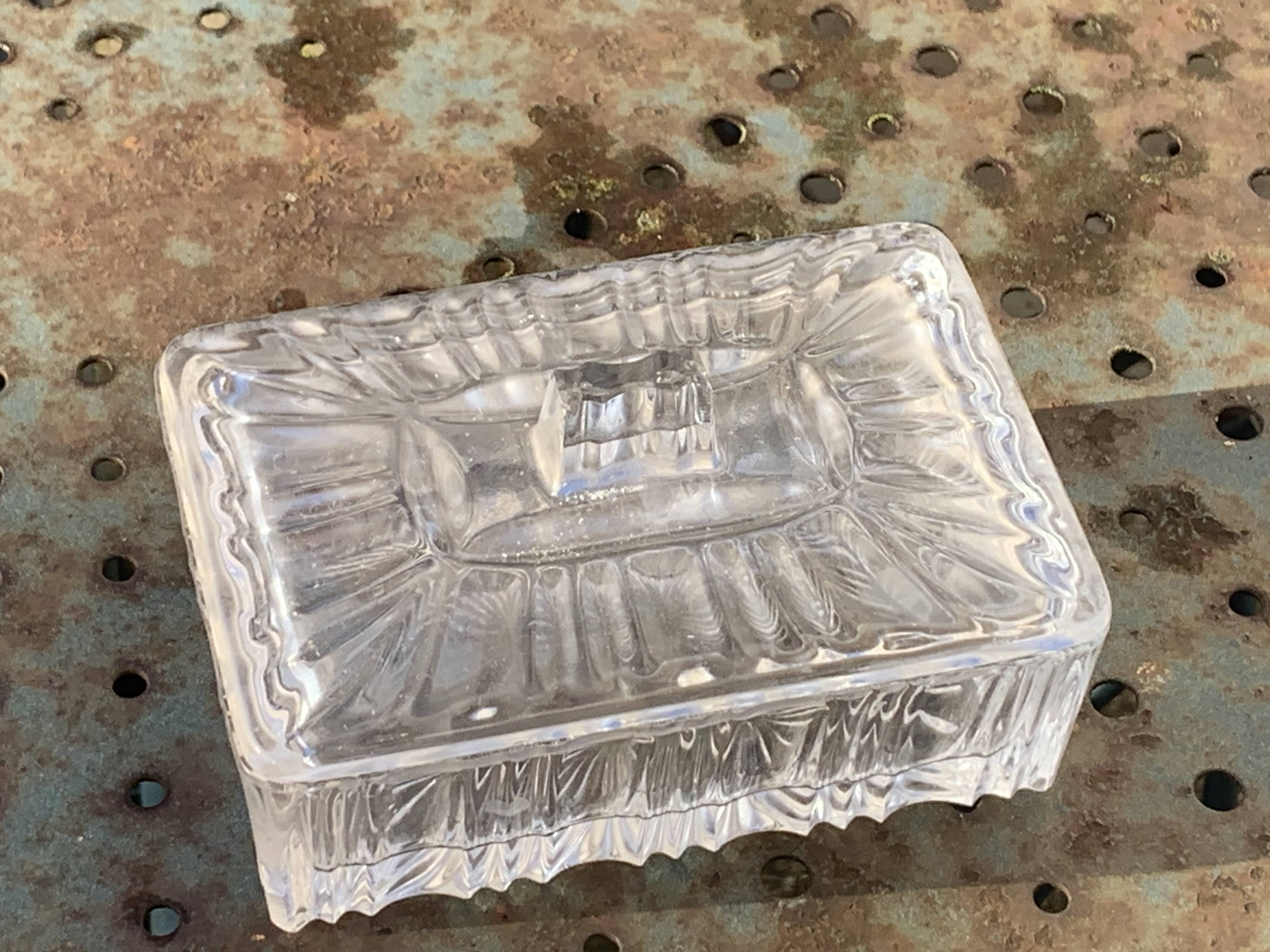 Transparent mold glass box with lid, vintage