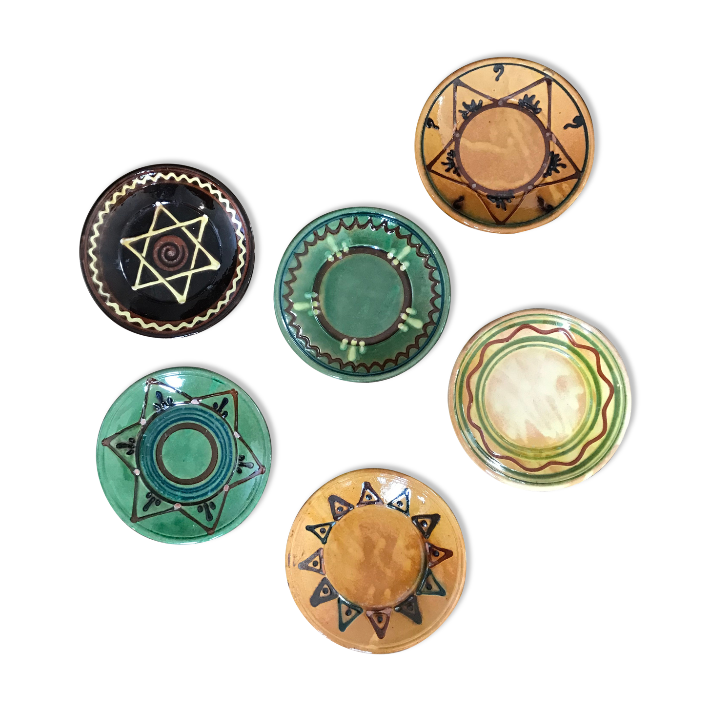 Set of 6 plates in glazed earth Biot