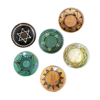 Set of 6 plates in glazed earth Biot