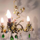 Painted metal chandelier and porcelain flowers