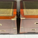 Pair of English military campaign bedside tables