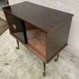 Vintage display bar cabinet on wheels from the 60s/70s.