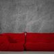 Red Alcantara Togo 2-seater sofa and corner by Michel Ducaroy for Ligne Roset, 2000s