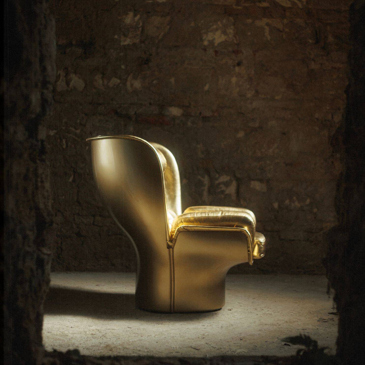 Limited Edition Golden Elda Chair by Joe Colombo for Longhi Italy no. 8/20