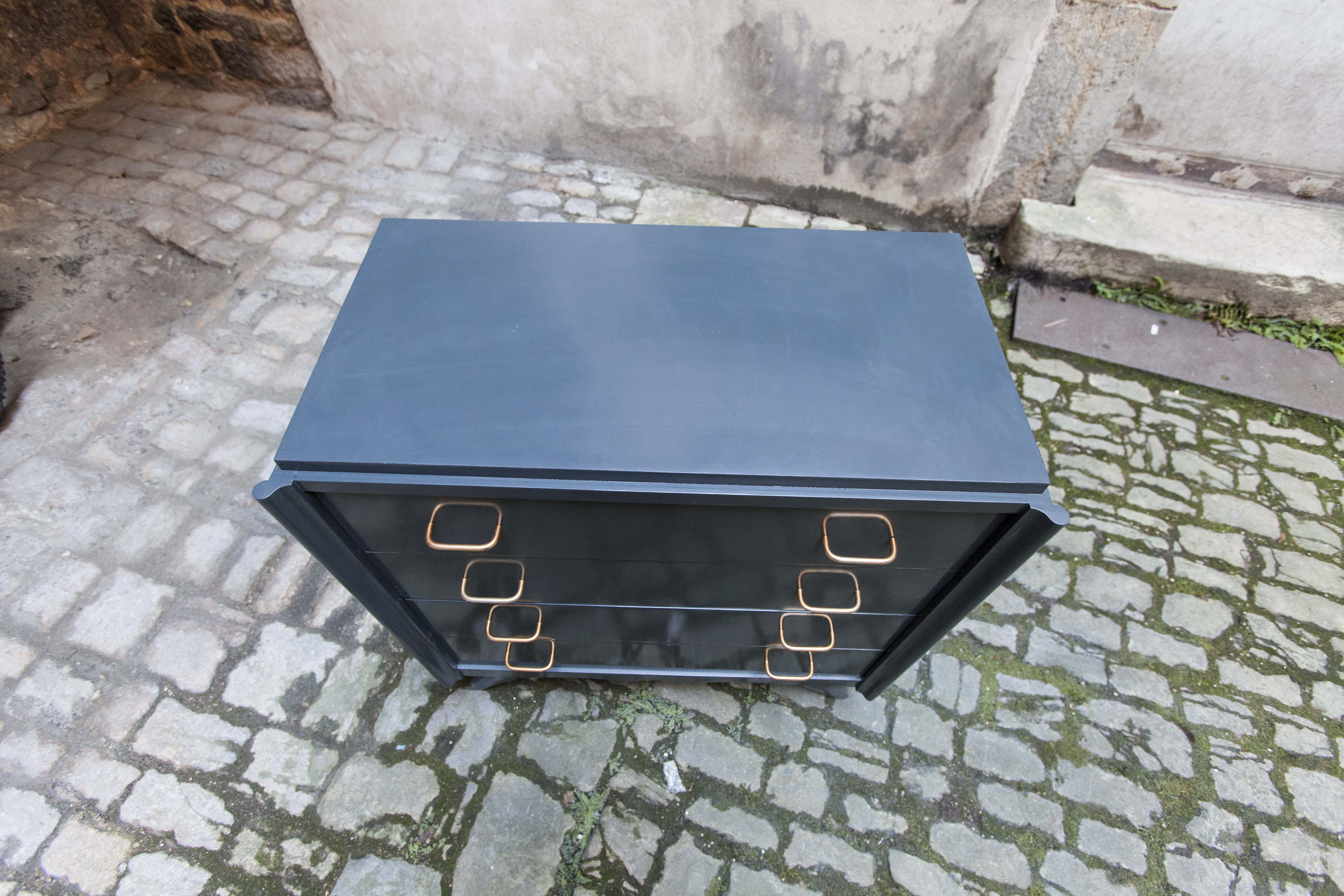 Commode années 30 relooké gris anthracite