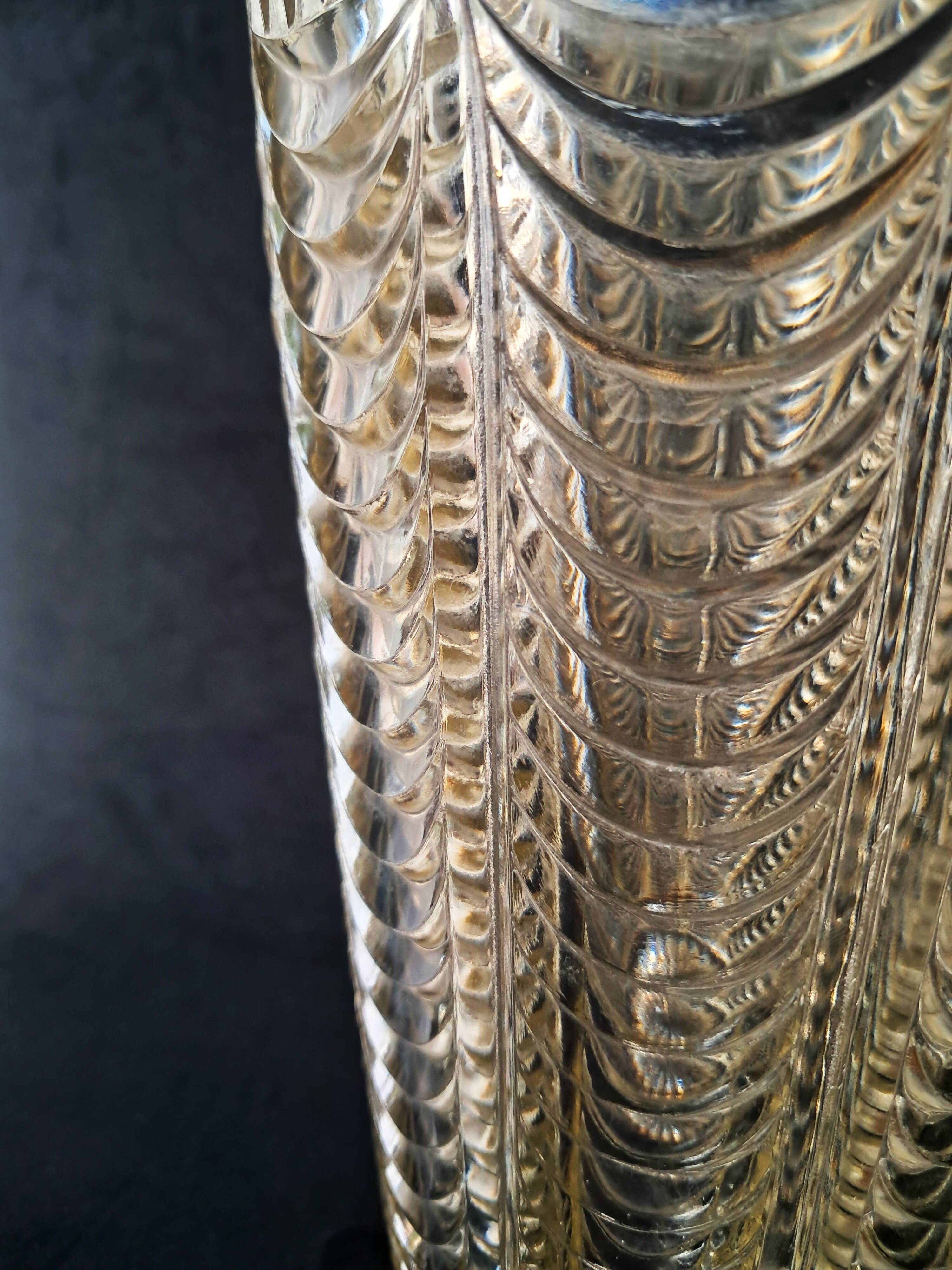 Large Art Deco Style Clear Pressed Glass Vase