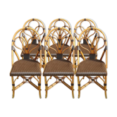 Set of 6 terrace chairs "bistro" in natural rattan.