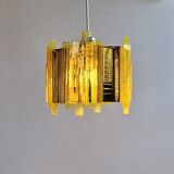 Yellow acrylic and metal pendant lamp by Claus Bolby for Cebo Industri, Denmark 1960's