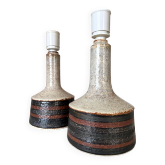 Lampes de table en grès vintage par Jette Hellerøe, années 1960, ensemble de 2