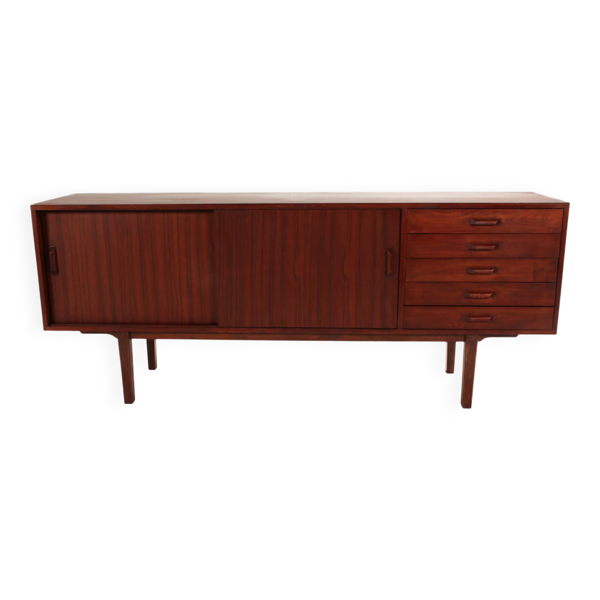 Vintage Scandinavian teak sideboard with 5 drawers - Denmark, 1990s