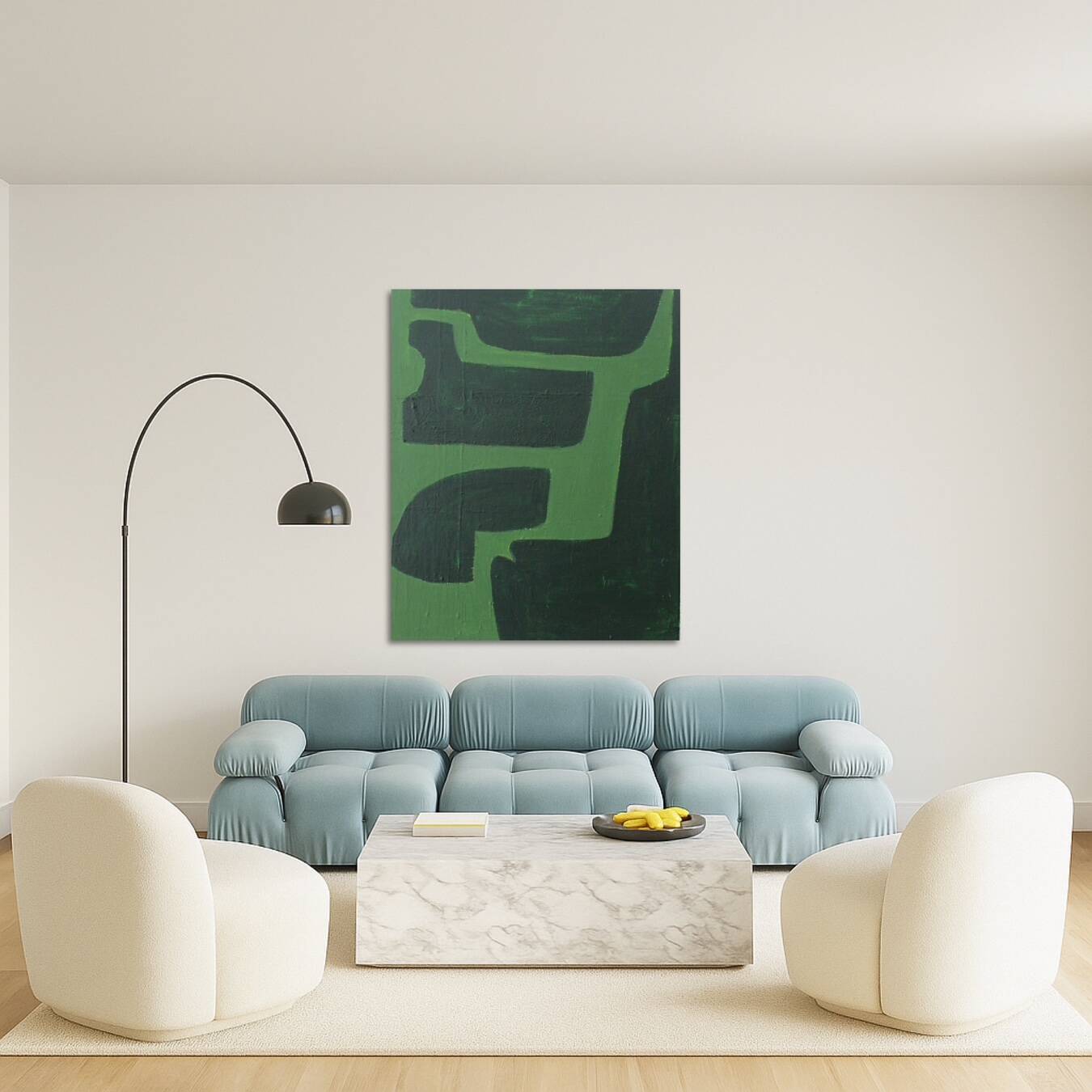 Organic abstract green on green 100x81cm