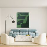Organic abstract green on green 100x81cm