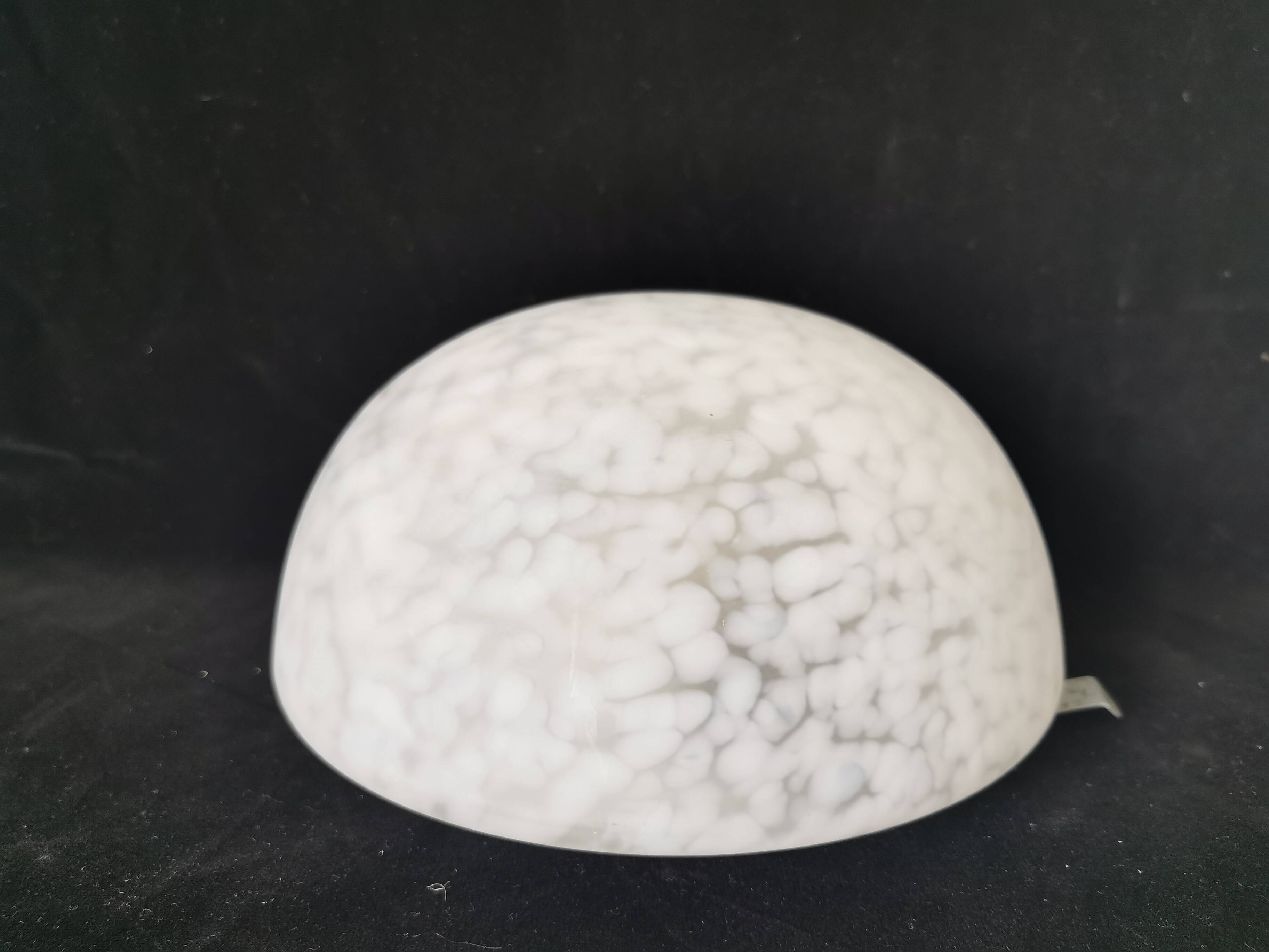 Clichy glass wall light, white moutonné glass, 1980s