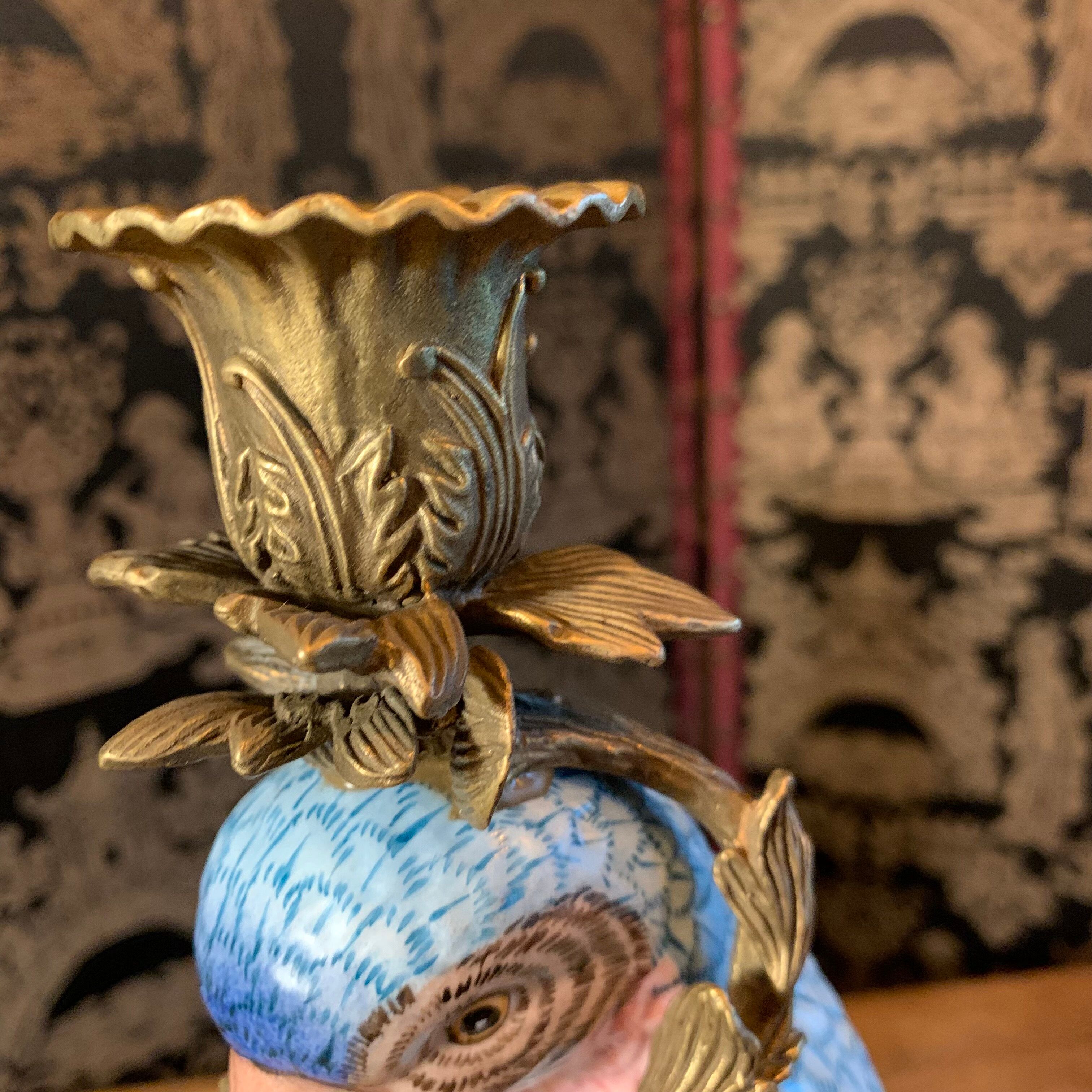 Pair of candle holders "Parrots"