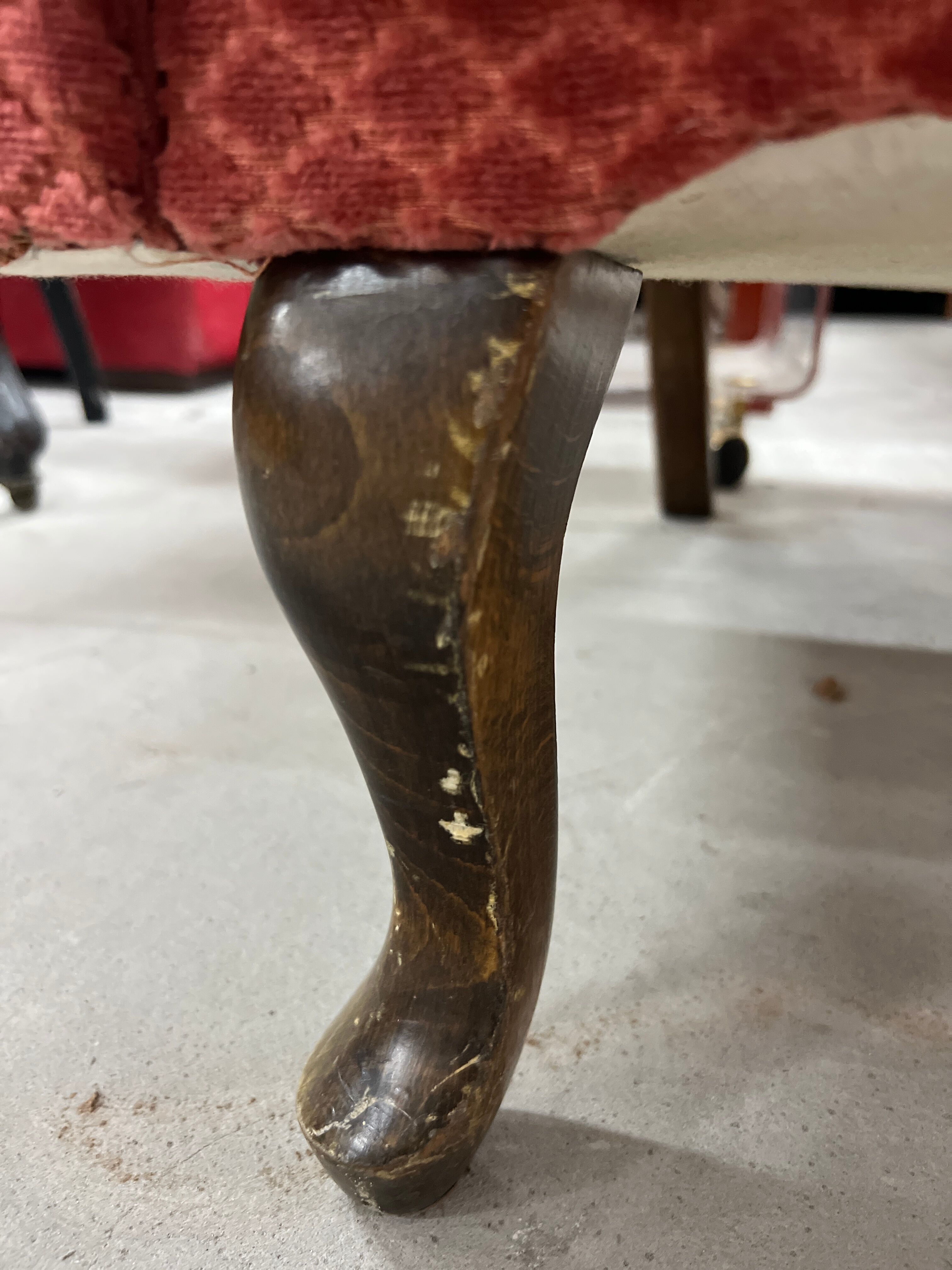 Vintage old pink velvet armchair