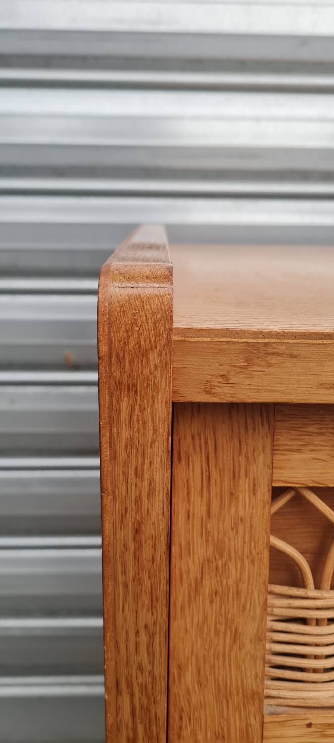Vintage chest of drawers with compass and rattan foot