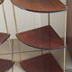 Pair of vintage corner shelves in wood and gold metal, 1960s
