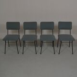 Set of 4 chairs from the 1950s in sky blue fabric