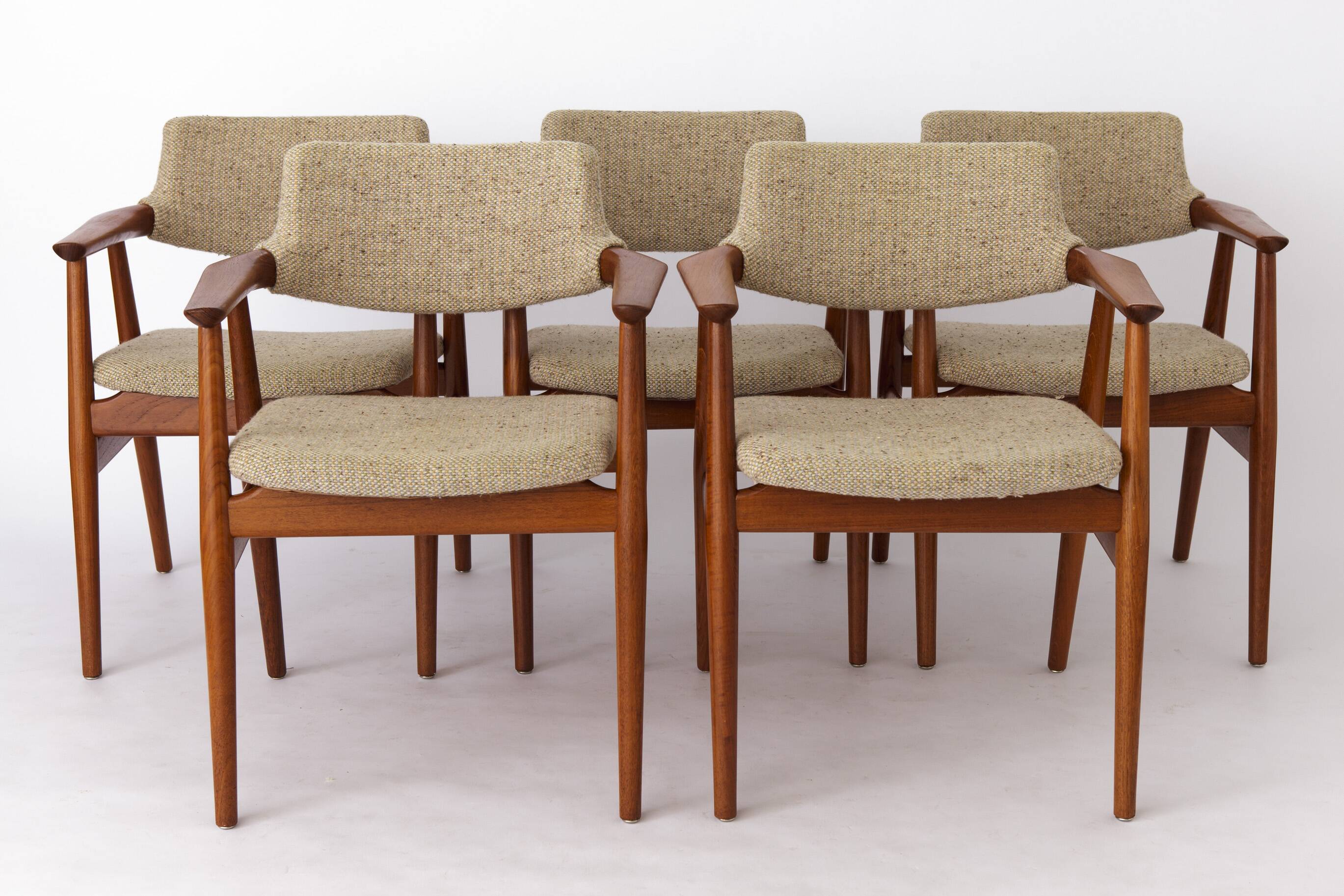 5 Erik Kirkegaard Chairs, 1960s, Vintage, for Glostrup, model GM11, Danish, Teak