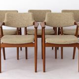 5 Erik Kirkegaard Chairs, 1960s, Vintage, for Glostrup, model GM11, Danish, Teak