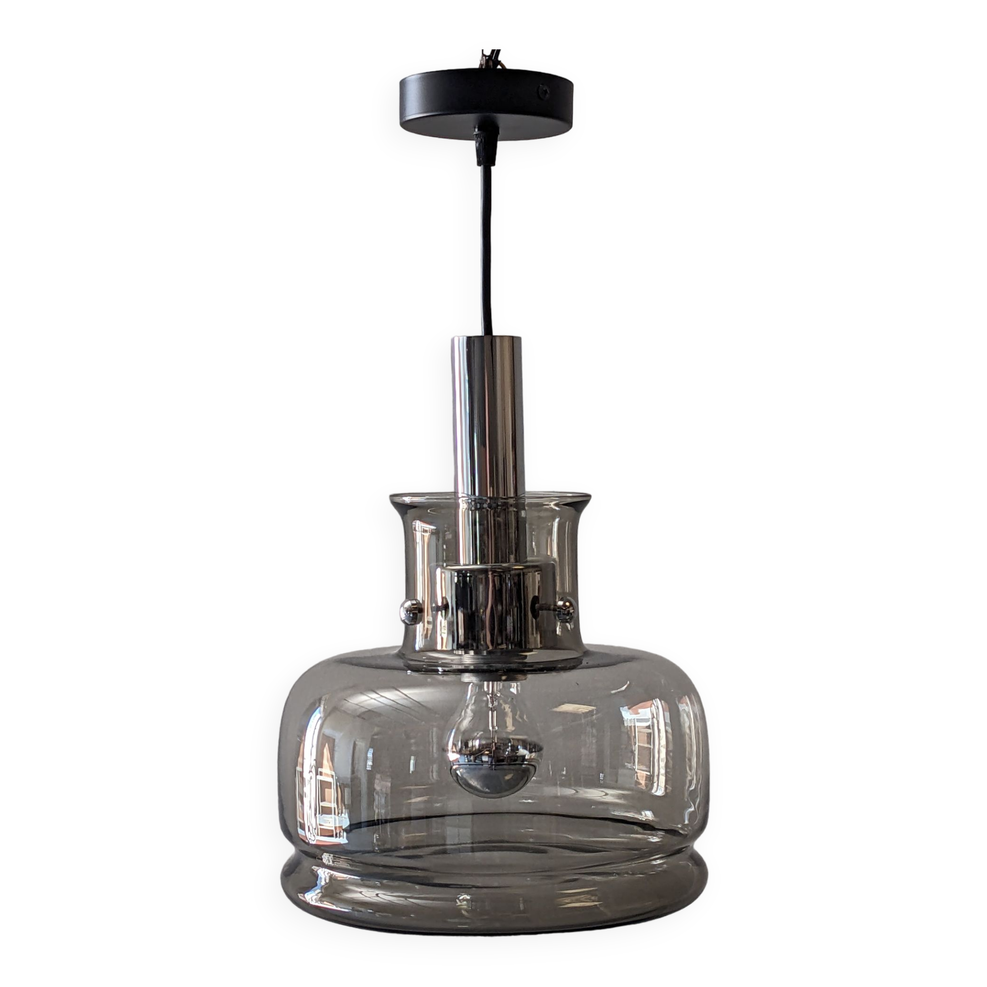 Smoked glass suspension from the 60s/70s by Limburg