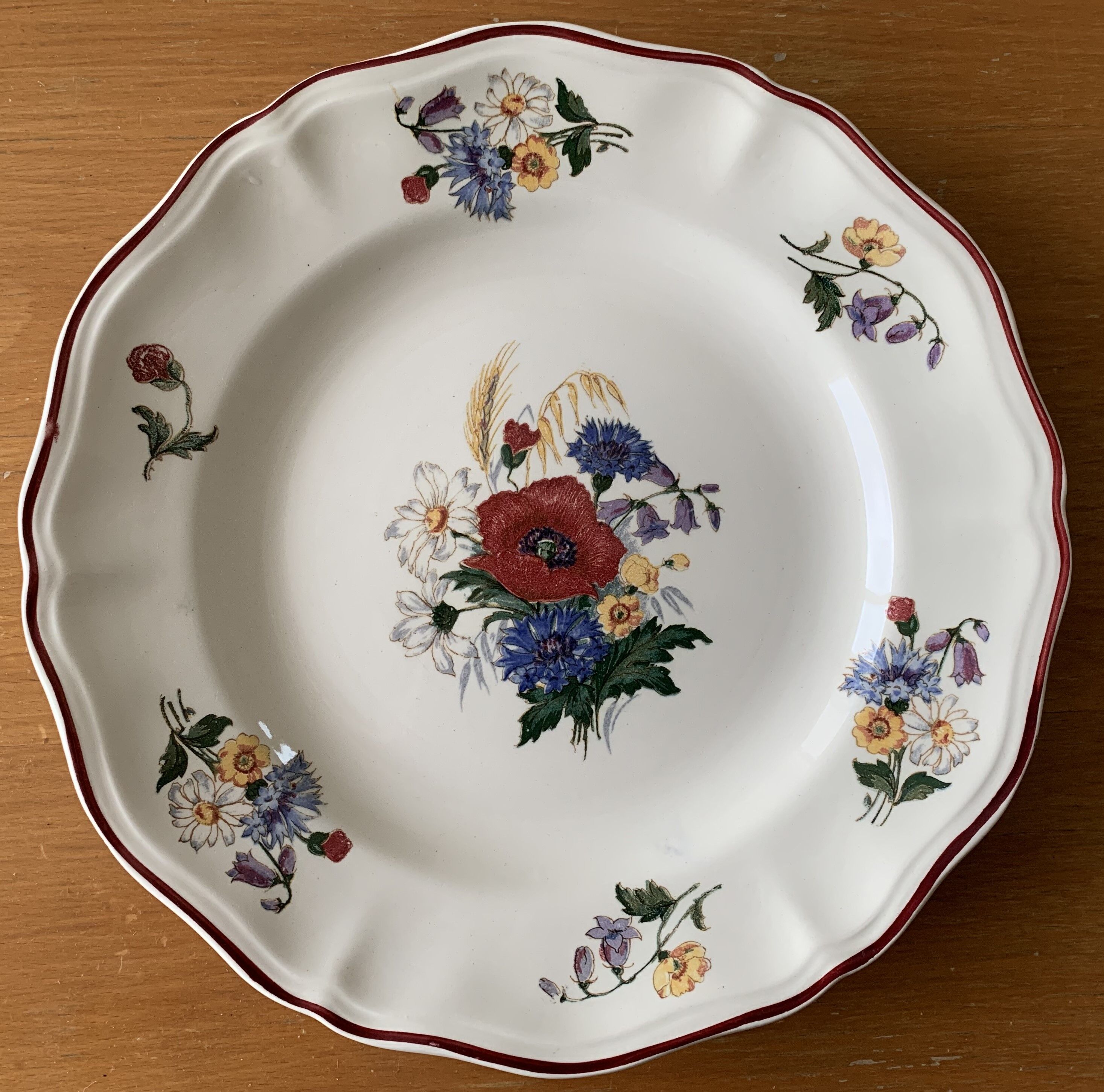 6 large old flat plates in Sarreguemines earthenware