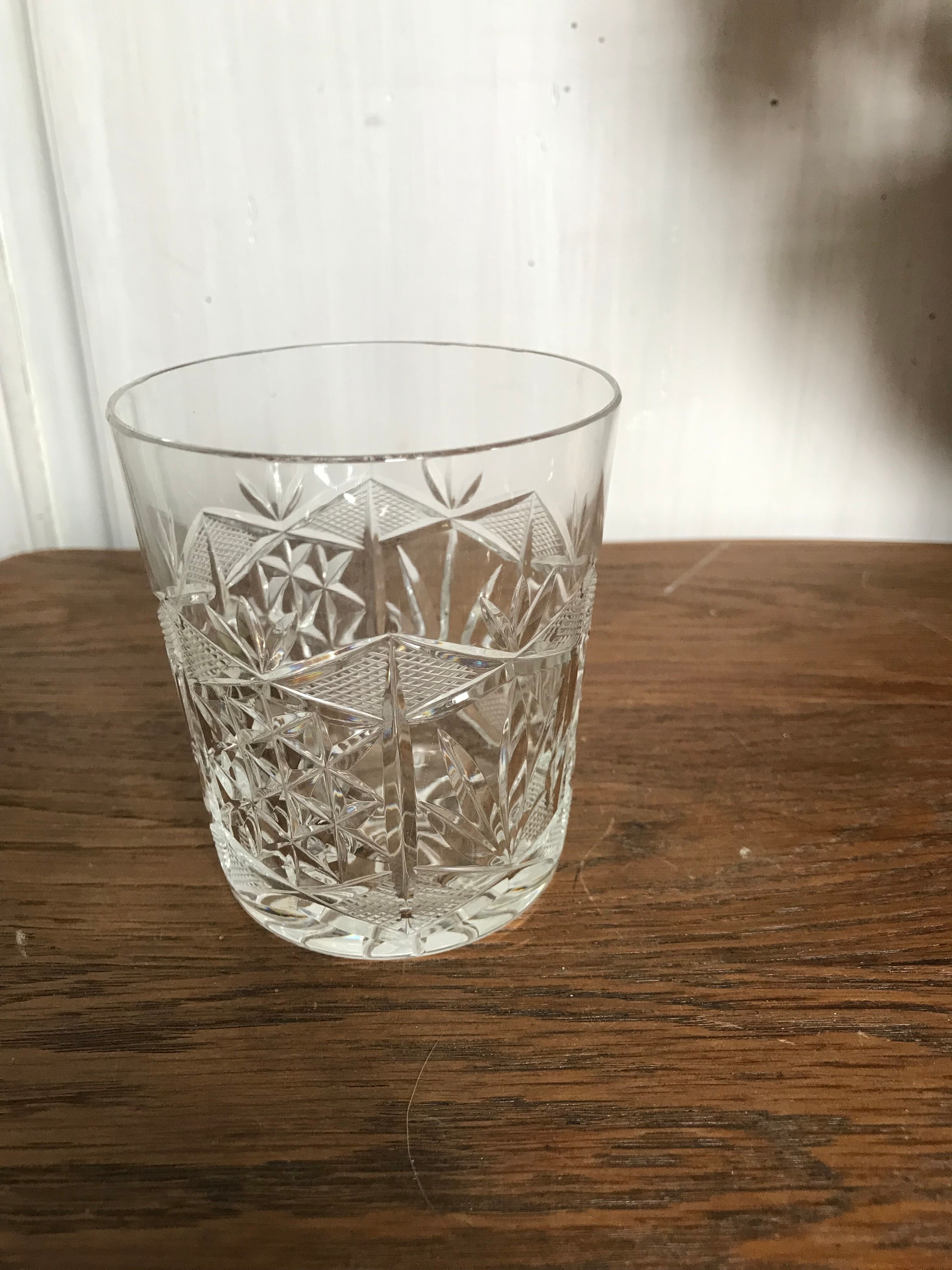 Set of 5 crystal whiskey glasses