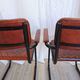 Set of 4 Vintage Quilted Leather Dining Chairs: Black Metal Base