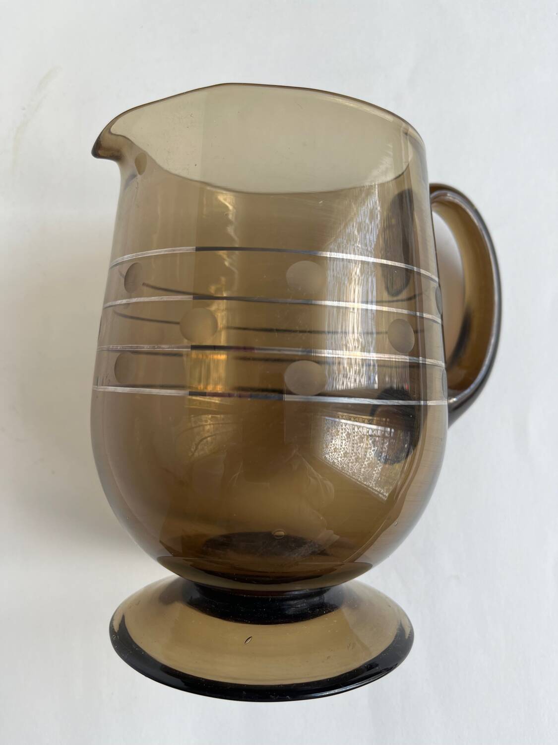 Art deco pitcher in smoked glass
