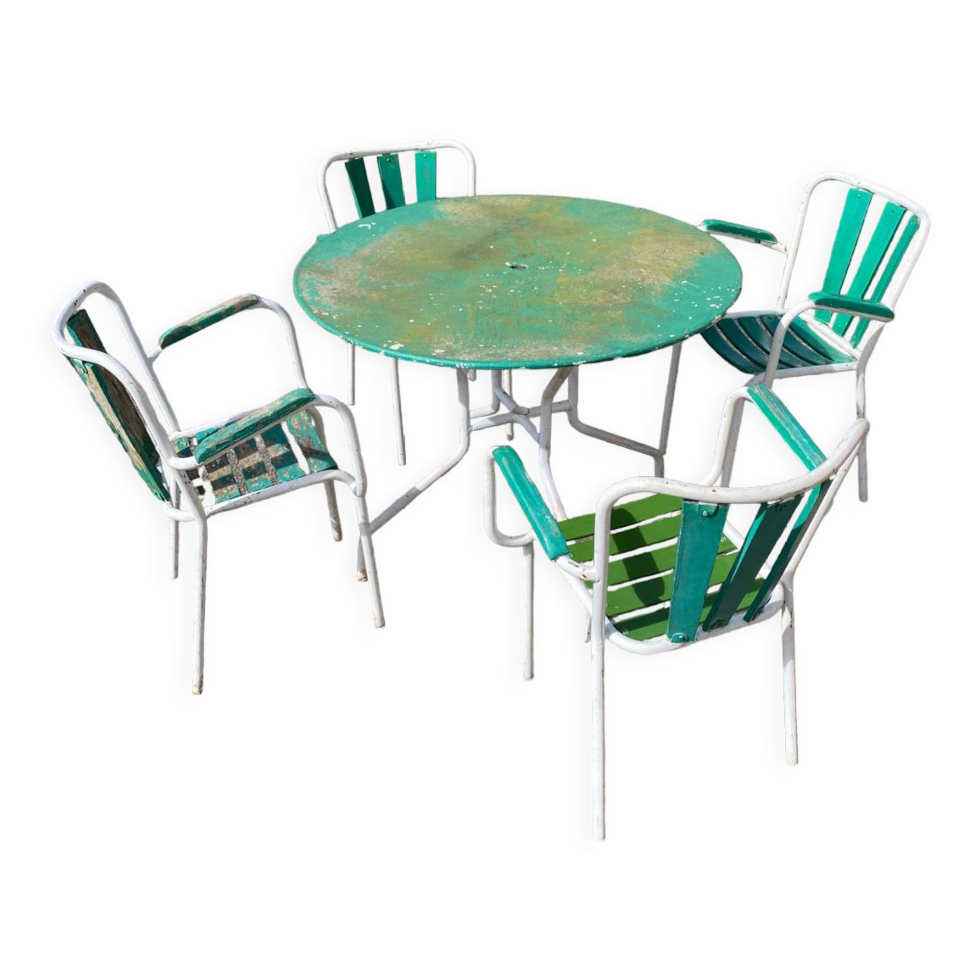 Salon de jardin métal/bois vintage