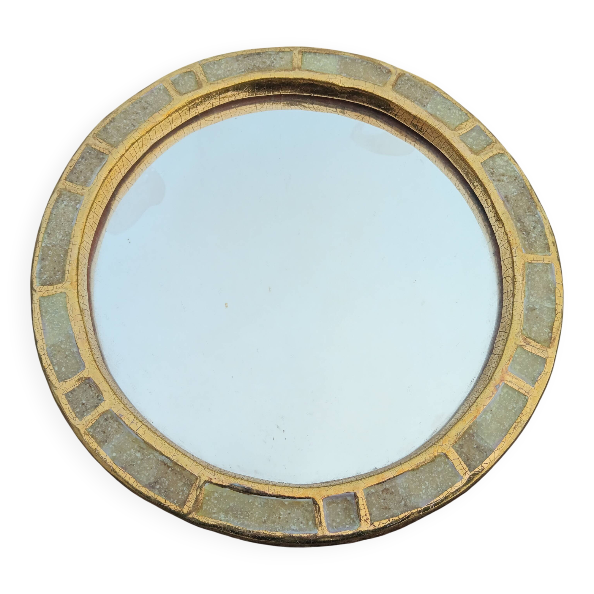 Ceramic mirror "gears" by Mithé Espelt