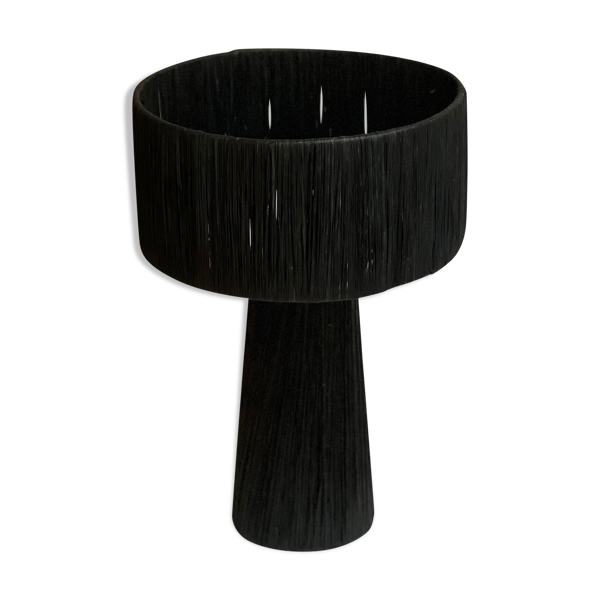 Lampe à poser de chevet minimaliste raphia noir — Beyit
